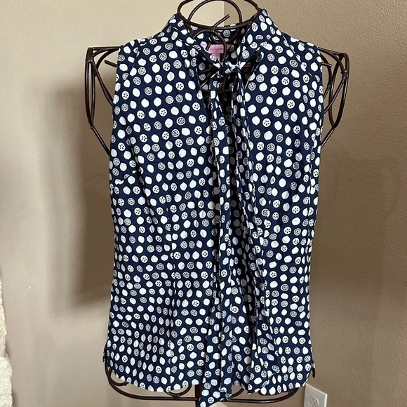 Lilly Pulitzer Tops - LILLY PULITZER Lemon Slice Tie Neck Top, EUC!